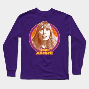 Joni Mitchell  /// Retro 1970s Style Fan Art Design Long Sleeve T-Shirt